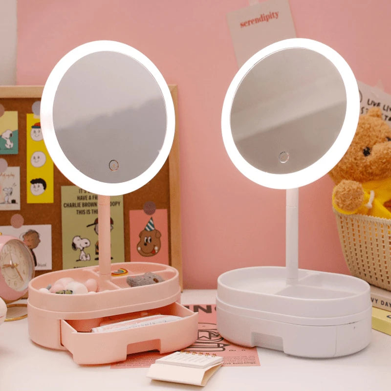 Drawer Desktop LED Mirror With Light, Touch Screen Portable Makeup Mirror, Multifunctional Cosmetic Rack Mirror, Rechargeable Mirror With Storage Tray, Vanity Mirror With Drawer, Makeup Mirror With Drawer Organizer Drawer Desktop LED Mirror With Light, Touch Screen Portable Makeup Mirror, Multifunctional Cosmetic Rack Mirror, Rechargeable Mirror With Storage Tray, Vanity Mirror With Drawer, Makeup Mirror With Drawer Organizer